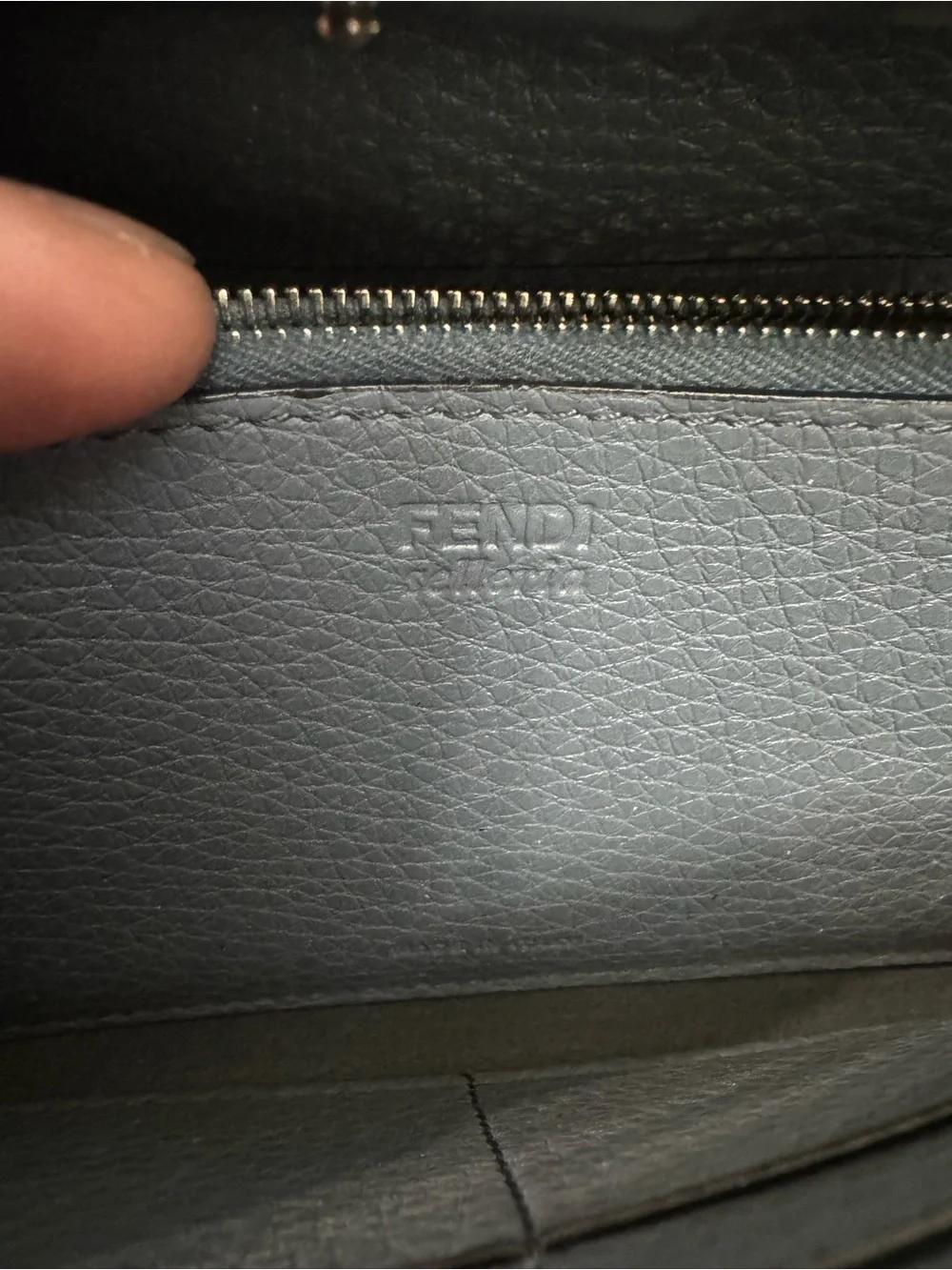 Fendi Gray-Blue Leather Selleria Wallet Full Set